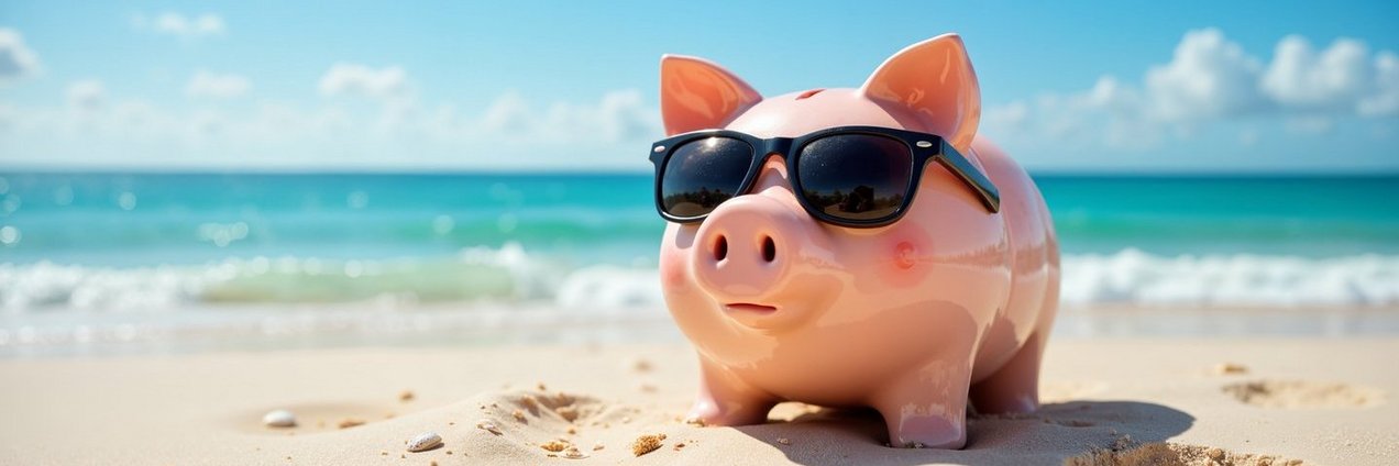 Sparschwein am Strand Sparschwein am Strand