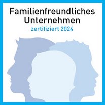 Zertifizierung zum Famileinfreundlichen Unternehmen - 3 Kopfumrisse in blau 