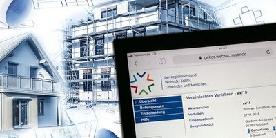 Internetseite Digitaler Bauantrag auf einem Tablet geöffnet