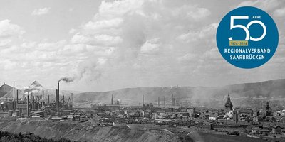 Historische Schwarz Weiß Aufnahme mit Blick auf Völklingen 